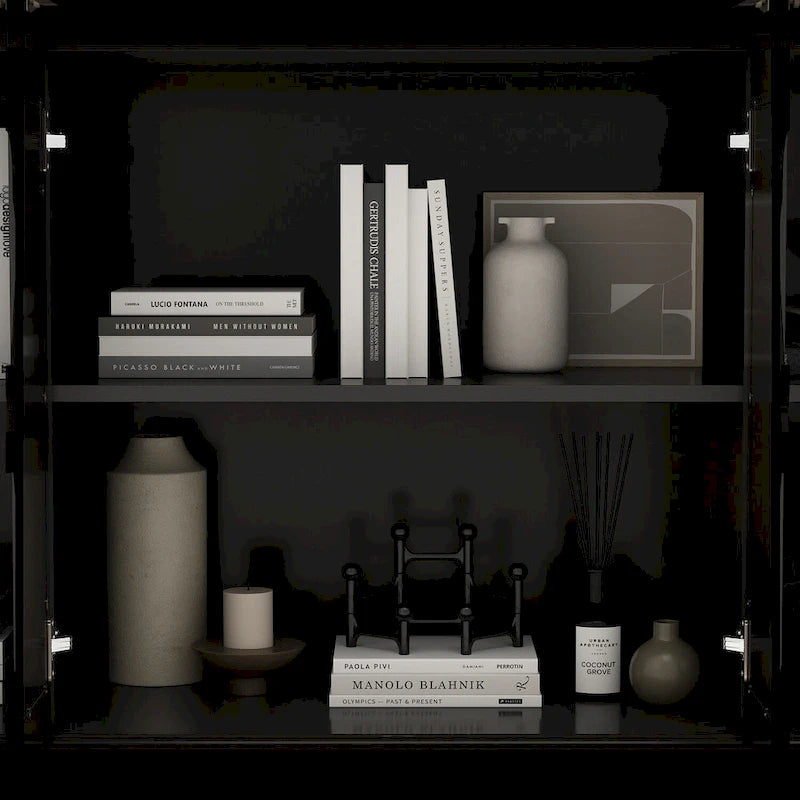 Timechee 55.1 Accent Storage Cabinet Mirror Sideboard Buffet Cabinet