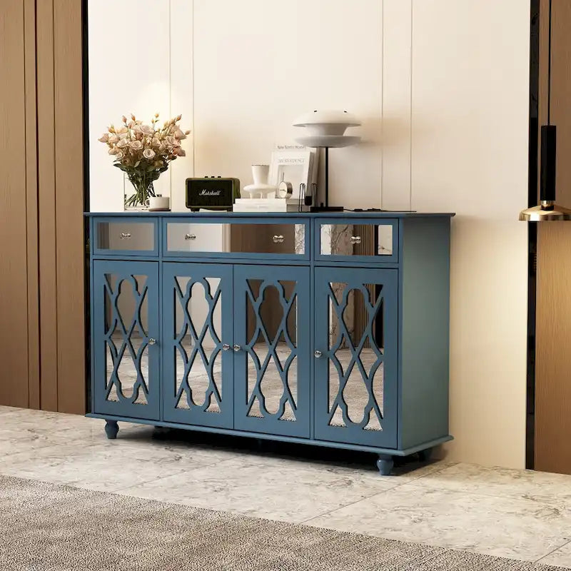 Timechee 55.1 Accent Storage Cabinet Mirror Sideboard Buffet Cabinet