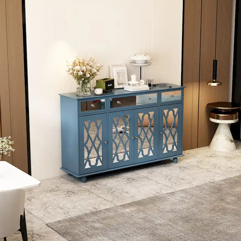 Timechee 55.1 Accent Storage Cabinet Mirror Sideboard Buffet Cabinet