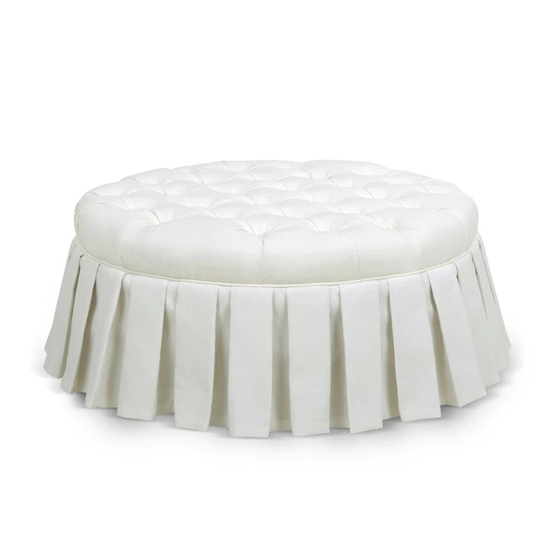 Gracewood Hollow Baruti Tufted Cocktail Ottoman with Pleated Skirt
