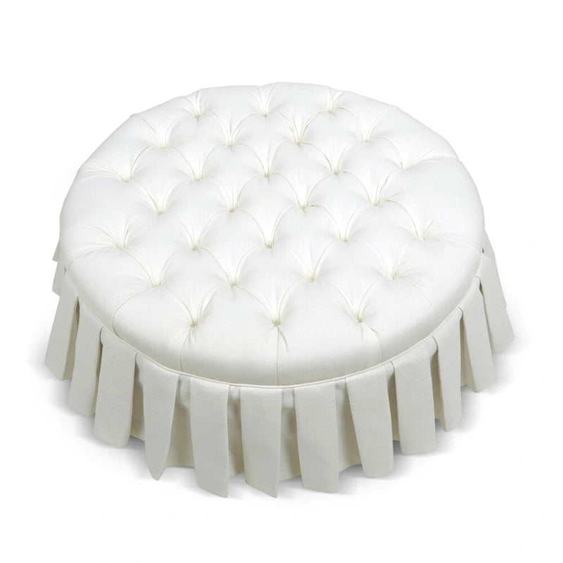 Gracewood Hollow Baruti Tufted Cocktail Ottoman with Pleated Skirt