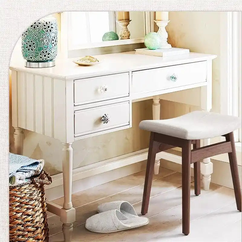 Saddle Cushion VanityStool - 17.83D x 12.4W x 16.53H