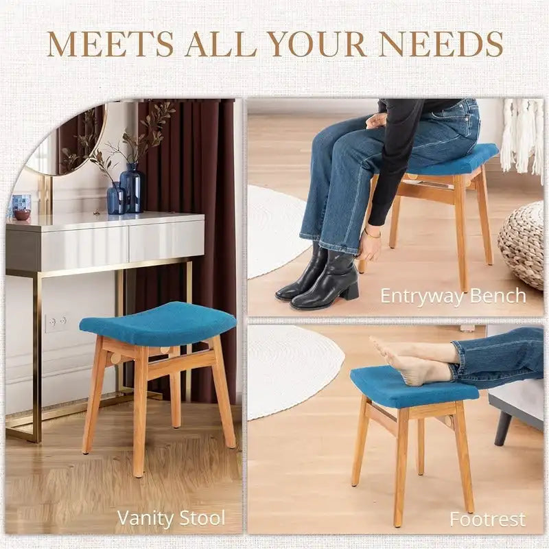 Saddle Cushion VanityStool - 17.83D x 12.4W x 16.53H