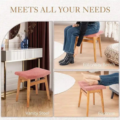 Saddle Cushion VanityStool - 17.83D x 12.4W x 16.53H