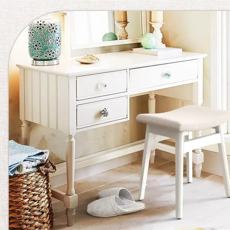 Saddle Cushion VanityStool - 17.83D x 12.4W x 16.53H