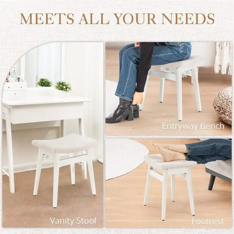 Saddle Cushion VanityStool - 17.83D x 12.4W x 16.53H
