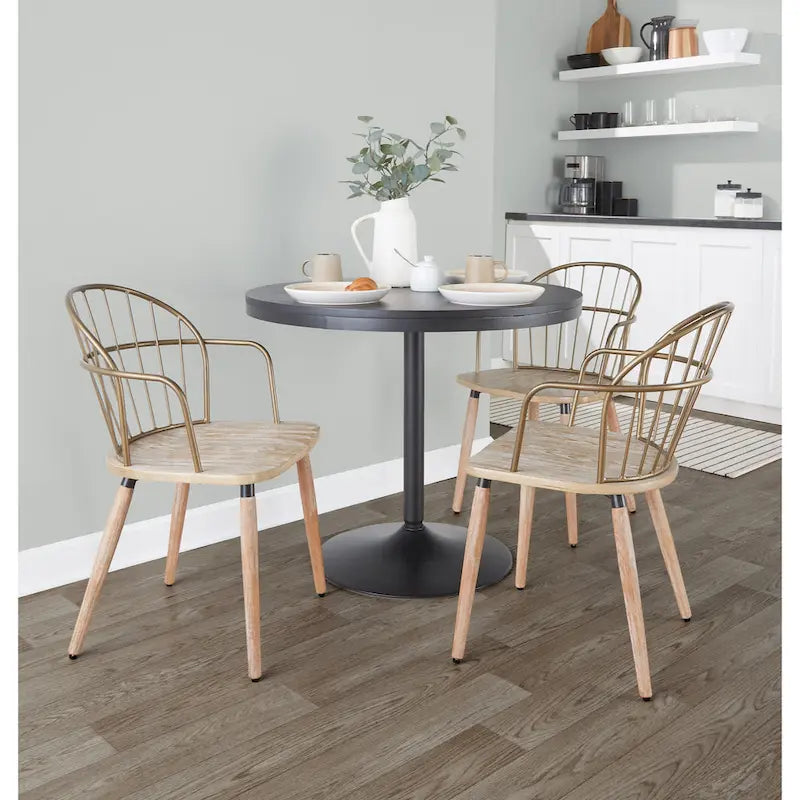 Carbon Loft Ellul Industrial Chair in Dark Walnut Wood and Black Metal - N/A