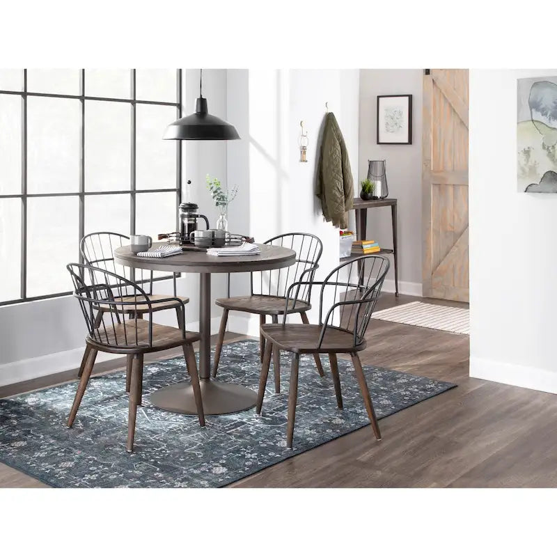 Carbon Loft Ellul Industrial Chair in Dark Walnut Wood and Black Metal - N/A