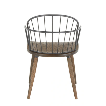 Carbon Loft Ellul Industrial Chair in Dark Walnut Wood and Black Metal - N/A