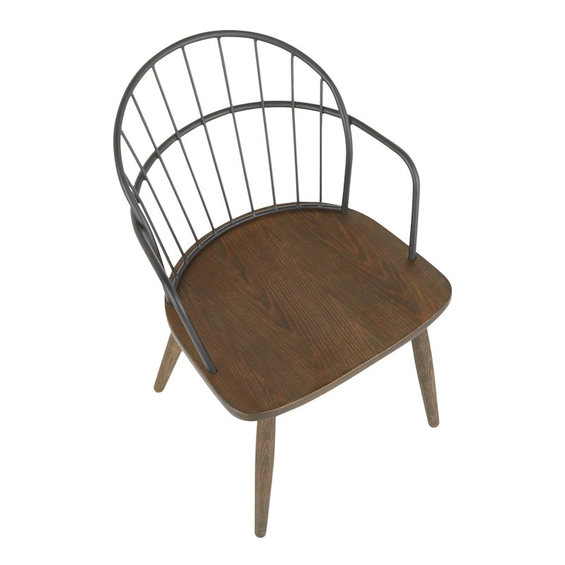 Carbon Loft Ellul Industrial Chair in Dark Walnut Wood and Black Metal - N/A