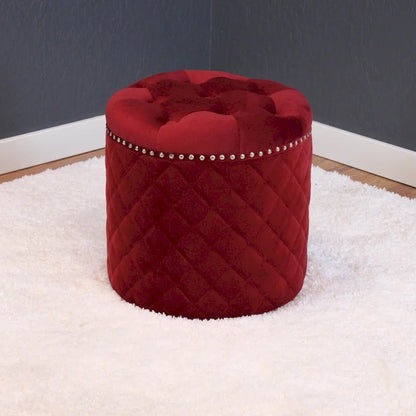 Lemele Solid Round Velvet Ottoman