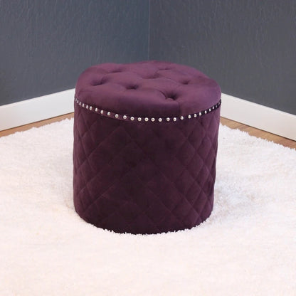 Lemele Solid Round Velvet Ottoman