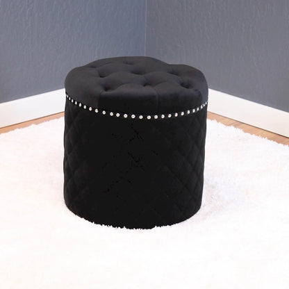 Lemele Solid Round Velvet Ottoman