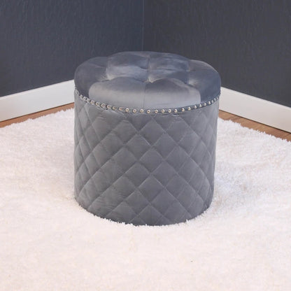 Lemele Solid Round Velvet Ottoman