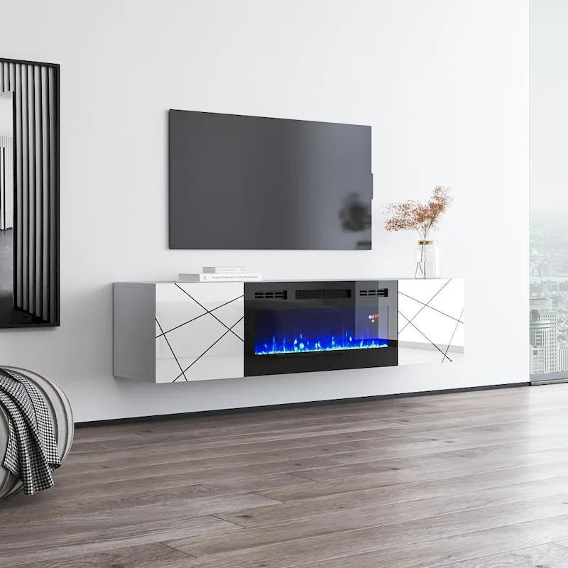 London BL-EF Electric Fireplace 63 TV Stand