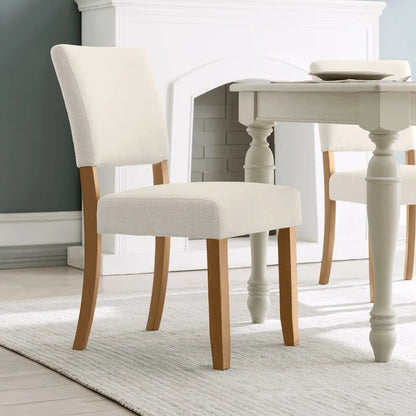Leick Home Upholstered Back Dining Chair with Wood Base Set of 2