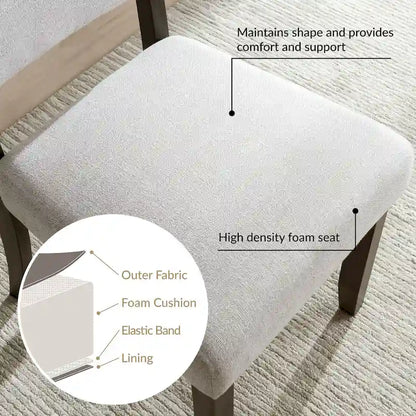 Leick Home Upholstered Back Dining Chair with Wood Base Set of 2