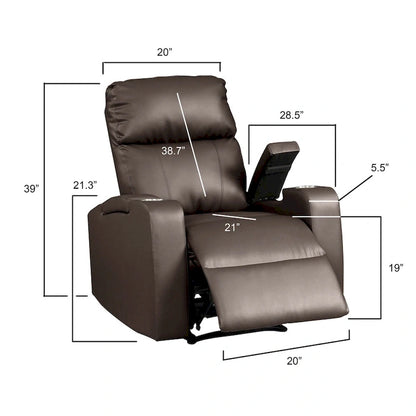 Modern Terry Upholstered Faux Leather Power Recliner Chair