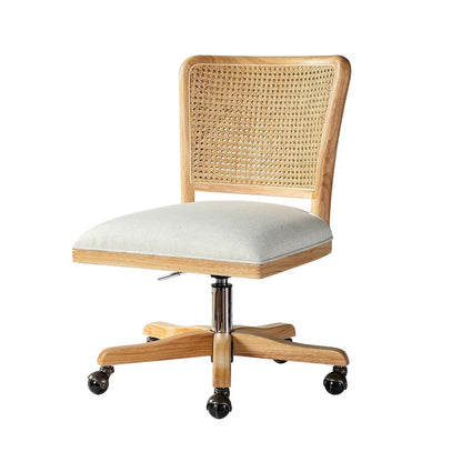 Calcutta Modern Rattan Back Task Chair with Solid Wood Legs by HULALA HOME