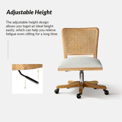 Calcutta Modern Rattan Back Task Chair with Solid Wood Legs by HULALA HOME