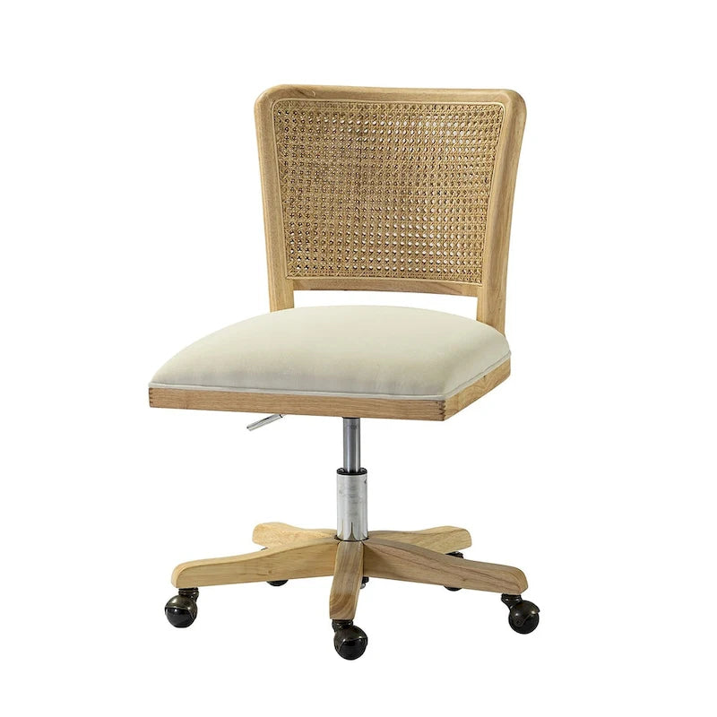 Calcutta Modern Rattan Back Task Chair with Solid Wood Legs by HULALA HOME