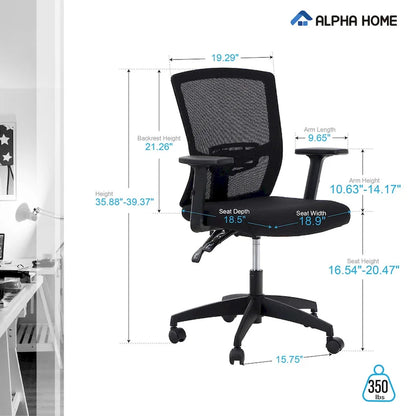 ALPHA HOME High Back Mesh Office Chair Adjustable Headrest, Armrest, Rolling Swivel Reclining Chair