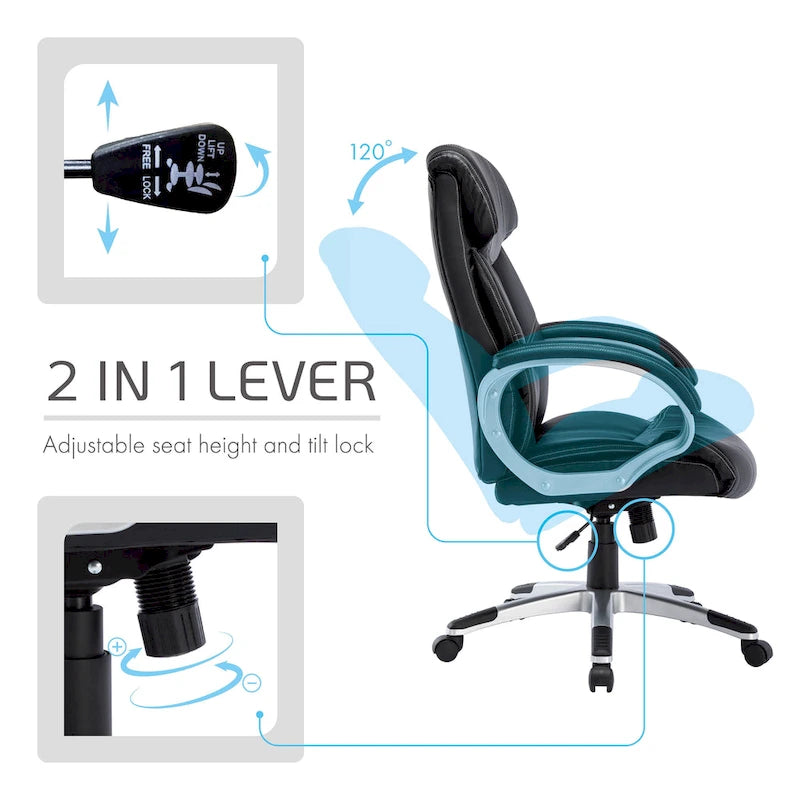 Porthos Home Novak Executive Office Chair, PU Leather, Roller Wheels