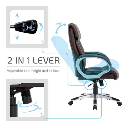 Porthos Home Novak Executive Office Chair, PU Leather, Roller Wheels