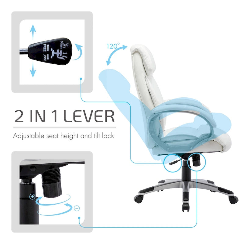 Porthos Home Novak Executive Office Chair, PU Leather, Roller Wheels