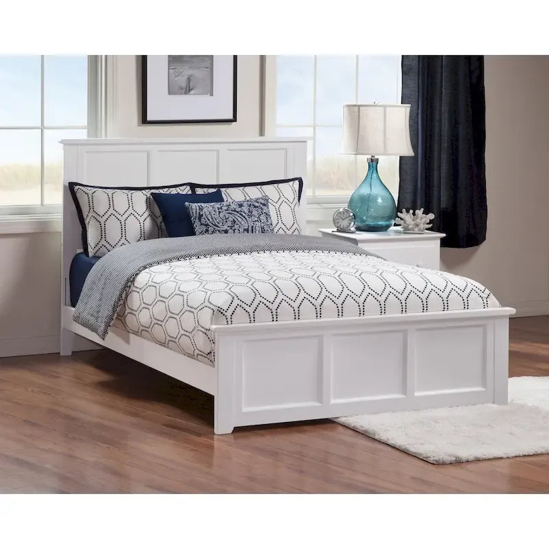 Madison Full Foundation Bed with Matching Footboard in White