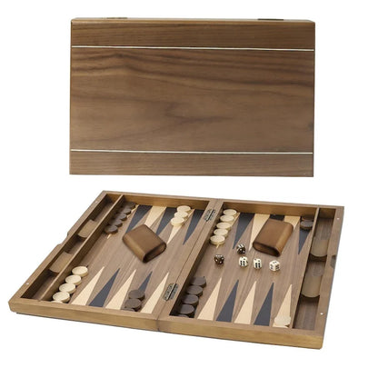 GSE 21 Premium Wooden Inlay Backgammon Board Game Set, Portable Folding Backgammon Board Game with Game Pieces - 21-Inch