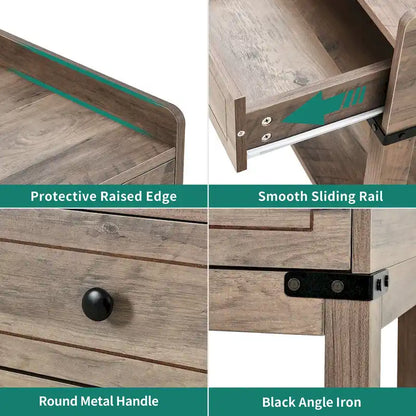 Moasis Nightstands Set of 2 with Storage Shelves End Side Table with Charging Station USB