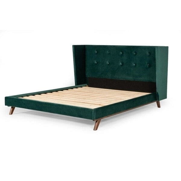 Carson Carrington Uddesbo Modern Green Fabric & Walnut Bed