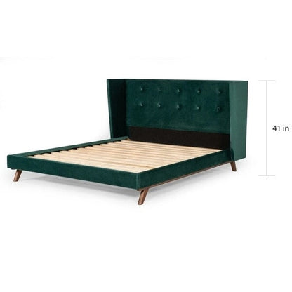 Carson Carrington Uddesbo Modern Green Fabric & Walnut Bed