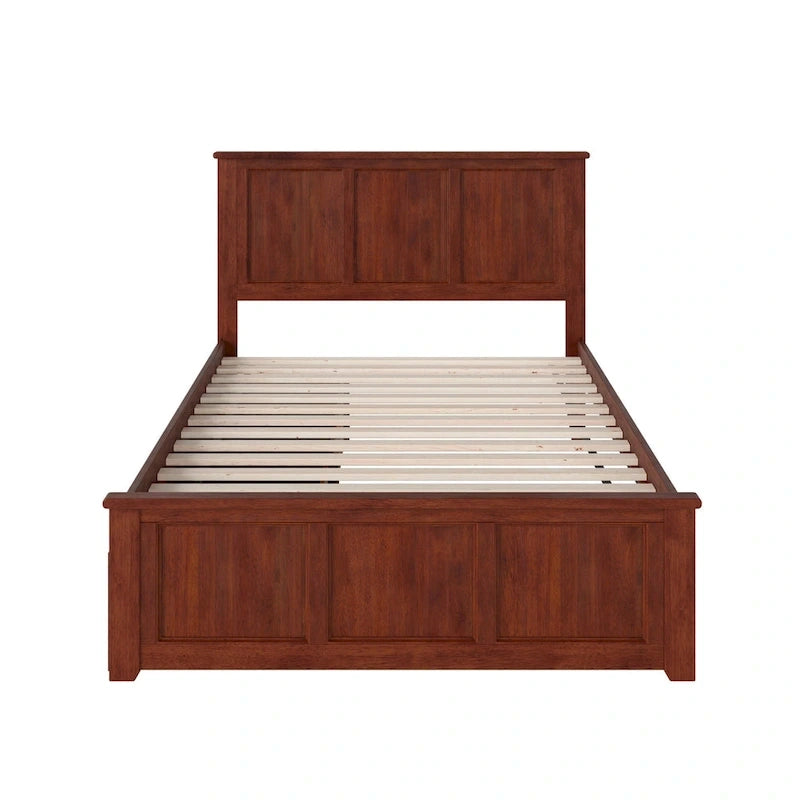 Madison Full Platform Bed with 2 Storage Drawers in Walnut