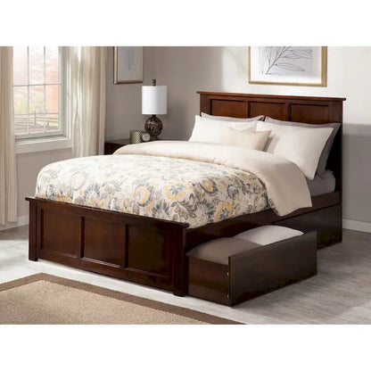 Madison Full Platform Bed with 2 Storage Drawers in Walnut