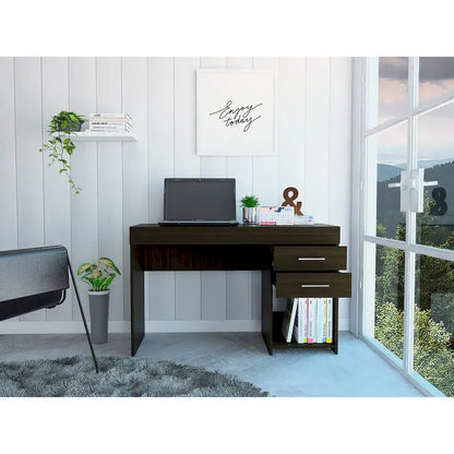 FM Furniture Austin Writing Computer Desk with Two Drawers and One Cabinet