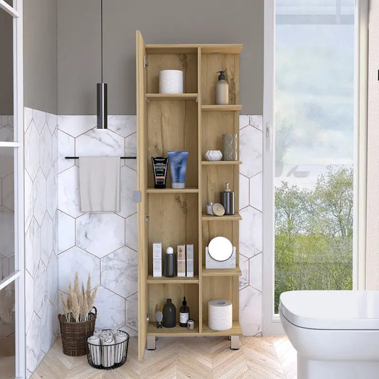 Mirror Linen Cabinet with 4Interior Shelves and 5 External Shelves