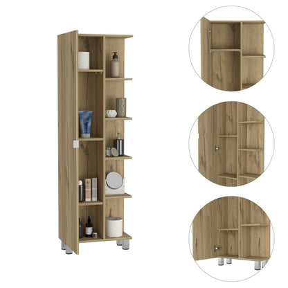 Mirror Linen Cabinet with 4Interior Shelves and 5 External Shelves