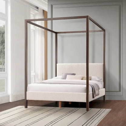 Pelican Canopy Platform Bed - Pearl White - Queen