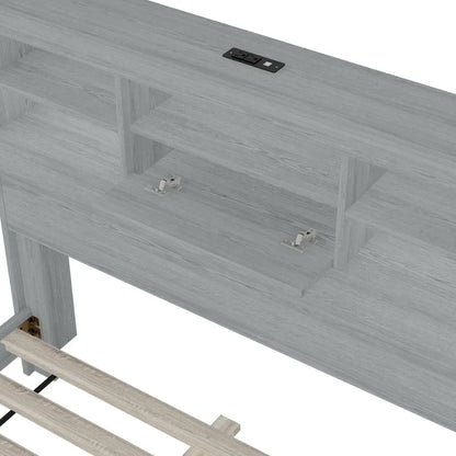 4-Pieces Bedroom Sets Queen Size Wooden Bed Frame with 2 Nightstands and 1 Dresser,Dark Walnut