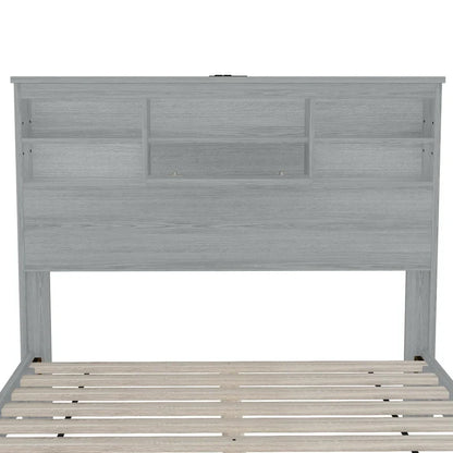 4-Pieces Bedroom Sets Queen Size Wooden Bed Frame with 2 Nightstands and 1 Dresser,Dark Walnut