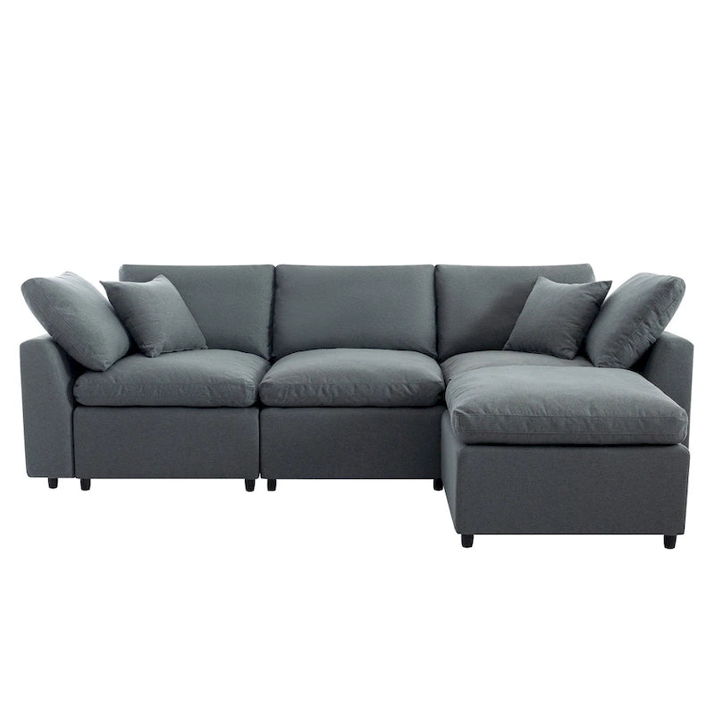 U_STYLE Down Filled Upholstery Convertible Sectional Sofa, L Shaped Couch with Reversible Chaise