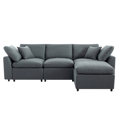 U_STYLE Down Filled Upholstery Convertible Sectional Sofa, L Shaped Couch with Reversible Chaise