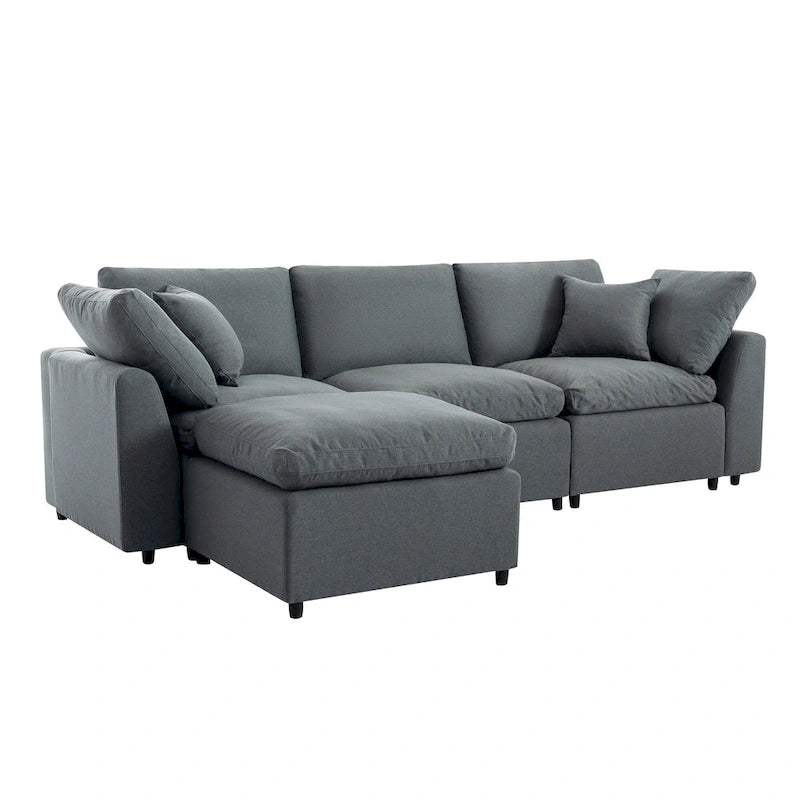 U_STYLE Down Filled Upholstery Convertible Sectional Sofa, L Shaped Couch with Reversible Chaise