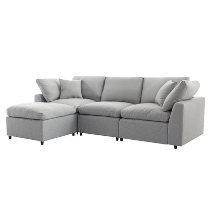 U_STYLE Down Filled Upholstery Convertible Sectional Sofa, L Shaped Couch with Reversible Chaise