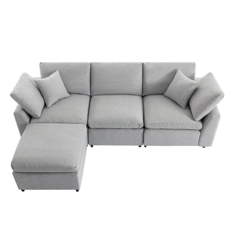 U_STYLE Down Filled Upholstery Convertible Sectional Sofa, L Shaped Couch with Reversible Chaise