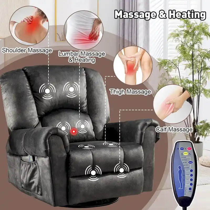 Swivel Rocker Recliners Rocking Swivel Recliner Chair With Massage And Heat With Side Pockets
