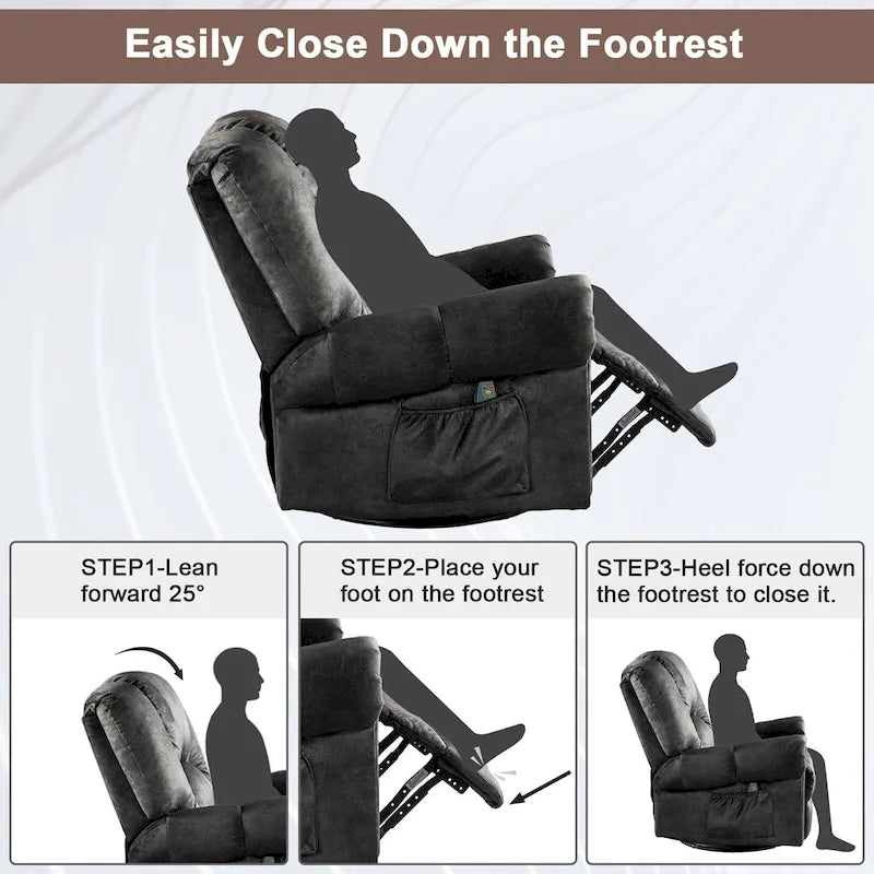 Swivel Rocker Recliners Rocking Swivel Recliner Chair With Massage And Heat With Side Pockets