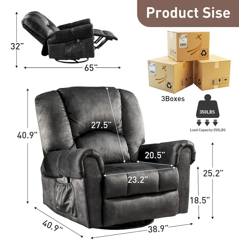 Swivel Rocker Recliners Rocking Swivel Recliner Chair With Massage And Heat With Side Pockets